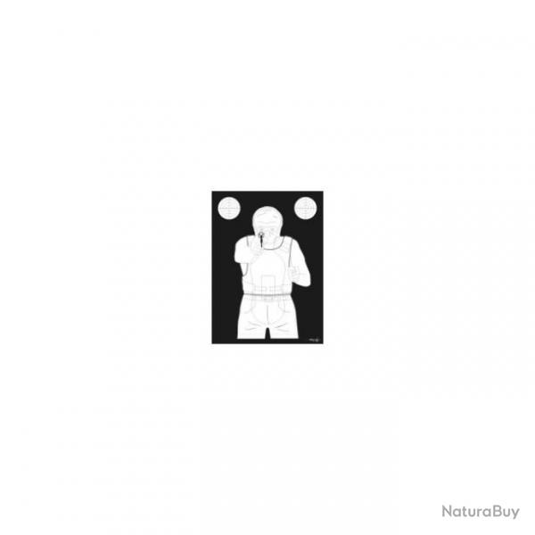 Cible Gravolux CG2 silouhette homme avec gillet Pb Blanche fond noir carton par 100 - 50x70 cm