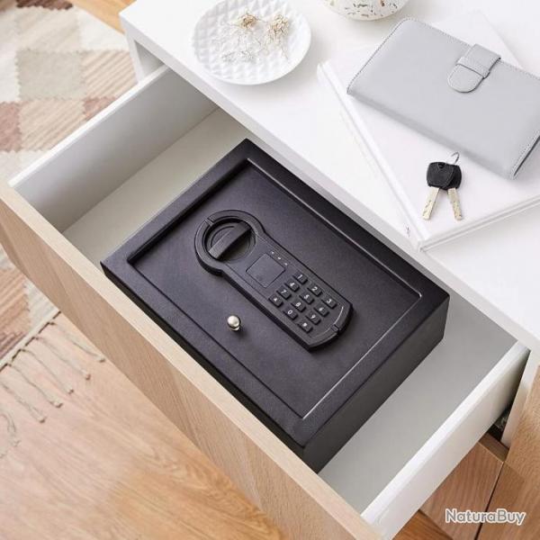 Coffre-fort pour tiroir pour arme de poing - Pav numrique - Protection d'objets de valeur - Noir