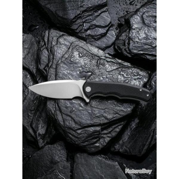 Couteau Civivi Mini Praxis Black Lame Acier D2 Manche G10 IKBS Linerlock Clip CIVC18026C2