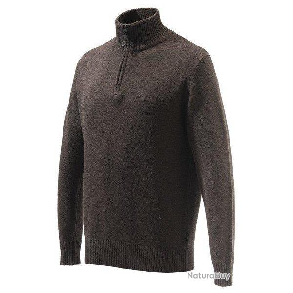 Pull de chasse Dorset col zipp marron BERETTA