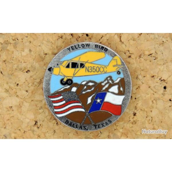 Insigne USAF 1951 PIPER PA-18 Yellow Bird Dallas-Texas Mtal chrom mail fixation pin's