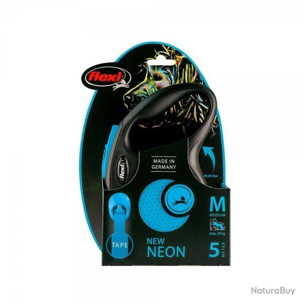 Laisse pour Chien Max.25 Kg FLEXI New Neon - Long. 5 m - Bleu