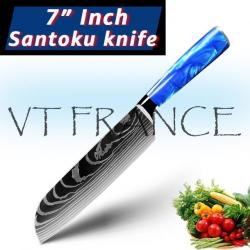 Couteau Japonais Pro Santoku Style Damas, Modele: Santoku 31cm