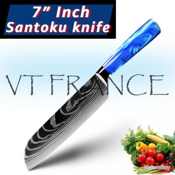 Couteau Japonais Pro Santoku Style Damas, Modele: Santoku 31cm