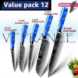 Couteau Japonais Pro Santoku Style Damas, Modele: PACK 12.