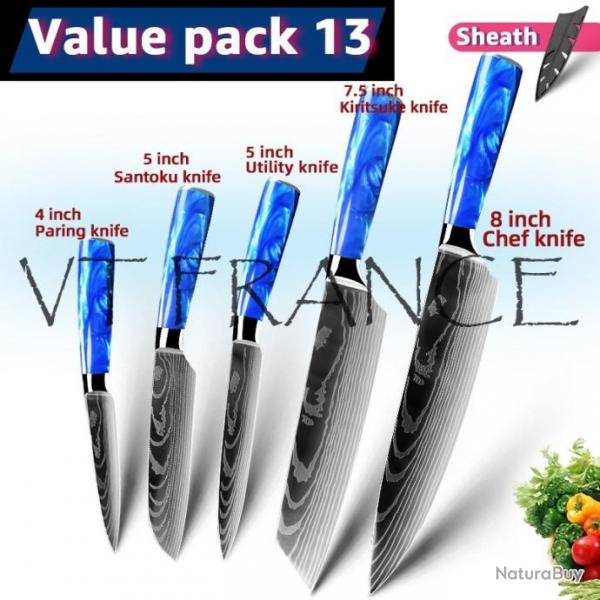 Couteau Japonais Pro Santoku Style Damas, Modele: PACK 13.