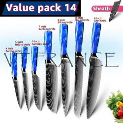 Couteau Japonais Pro Santoku Style Damas, Modele: PACK 14.