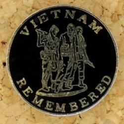 Réduction Vétérans de la guerre du VietNam " VIETNAM REMEMBERED " fixation pin's métal doré EMAIL