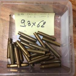 24 étuis tirés une fois  RWS /LAPUA/NORMA/SB en calibre 9,3X62.
