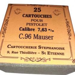7,63 mm Mauser C96: Reproduction boite cartouches (vide) CARTOUCHERIE STEPHANOISE 10007326