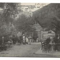 Carte postale ancienne - Etablissements Thermal des Baignot -DAX (40) - Café et Parc