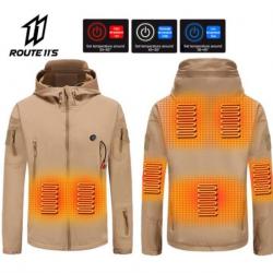 Veste SOFTSHELL Chauffante coloris BEIGE 7 Zones Chauffantes  USB