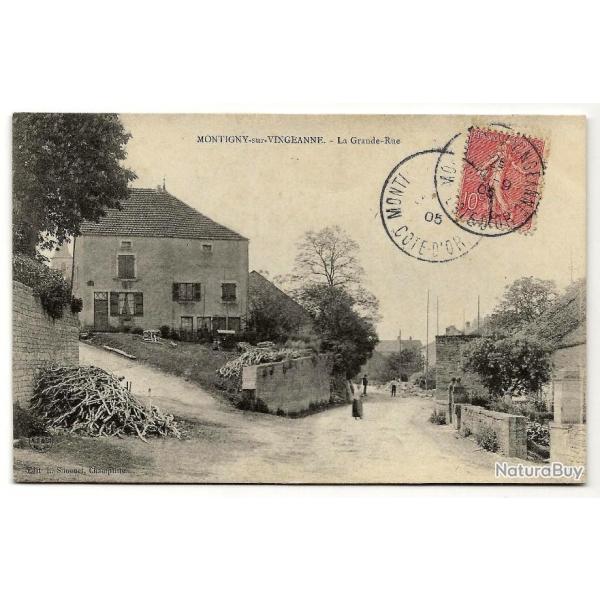 Carte postale ancienne - MONTIGNY-sur-VINGEANNE (21) - La Grande-Rue