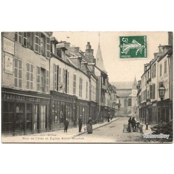 Carte postale ancienne - Chatillon sur Seine (21) Rue Marchal Leclerc ancienne Rue de l'Isle