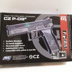 9198 PISTOLET A PLOMBS ASG CZ P-09 CAL 4,5MM CO2 NEUF