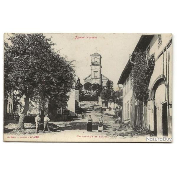 Carte Postale Ancienne - LUSSE (88) - Grande-Rue et Eglise