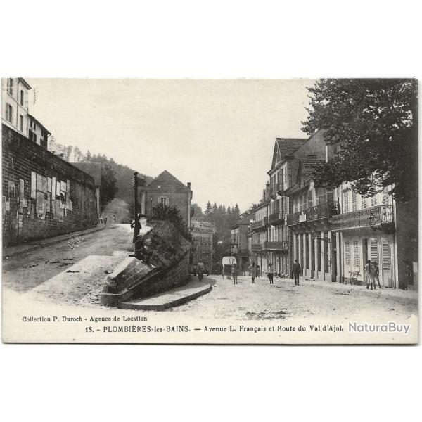 Carte postale ancienne - Plombires les Bains (88) - Avenue L. Franais et Route du Val d'Ajol