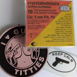 Boite de 9 cartouches 9 mm, poivre, PAK + patch ou stickers offert