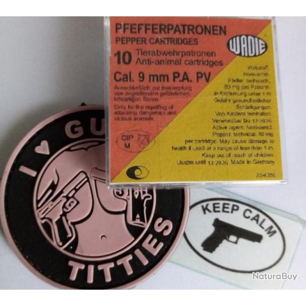 Boite de 9 cartouches 9 mm, poivre, PAK + patch ou stickers offert