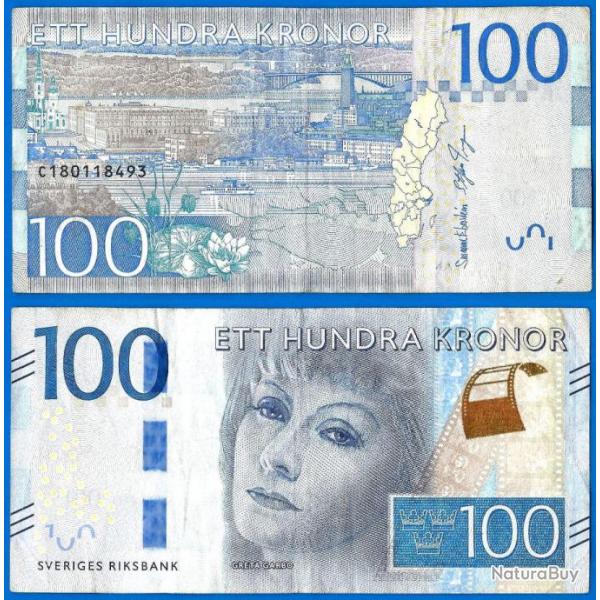 Suede 100 Couronnes 2016 Greta Garbo Kronor Billet Sveriges Sweden