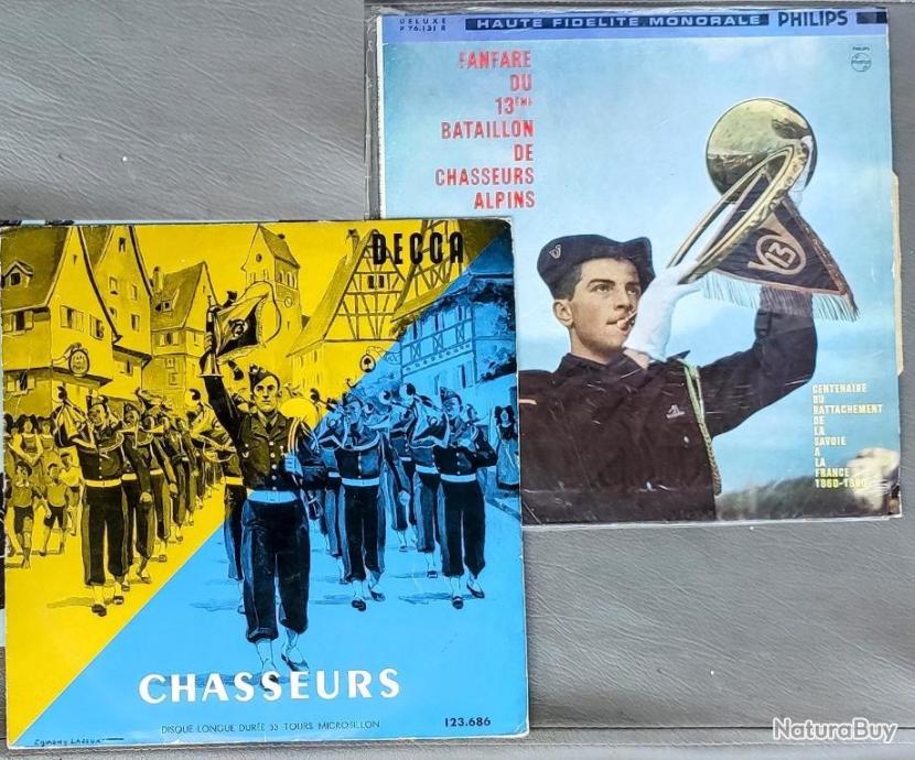 MUSIQUE MILITAIRE Lot de 2 vinyles 33 tours Chasseurs Alpins 1960