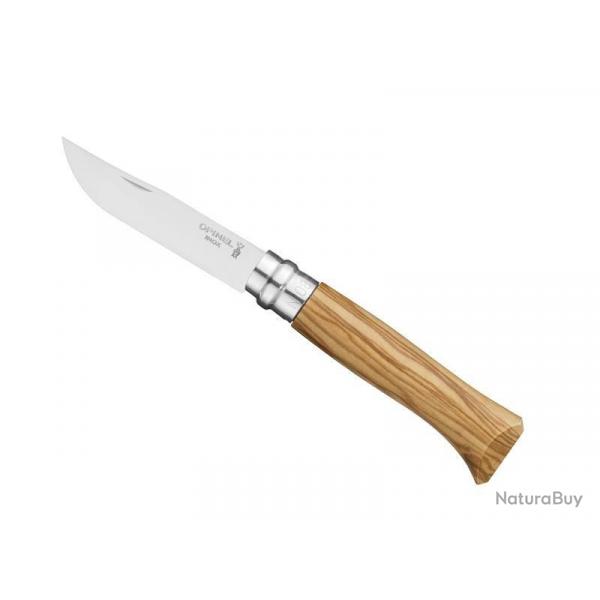 Couteau OPINEL n 8 VRI, lame inox, manche 11 cm olivier, virole tournante, en bote individuelle.