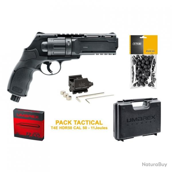 Pack tactical T4E HDR50 cal 50 - 11 J (laser, 100 billes, 5 cartouches CO2, mallette)
