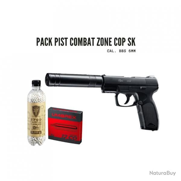 Pack combat zone COP SK BBS 6mm CO2 2,0J + 2700 BBS 6mm EF BIO 0.25G et 5 CO2