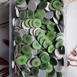 Lot de 100 rondelles de fermeture pour 14 mm numérotées '6' coloris vert