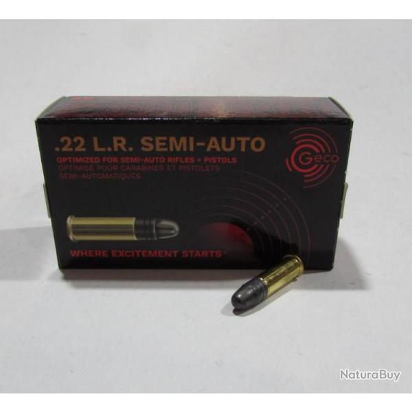 boite de 500 cartouches 22lr, Geco Semi Auto , round nose, 40 grains