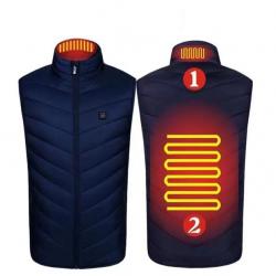 Gilet Chauffant Bleu Pour Homme 2 Zones Chauffantes Sans Manches Hiver