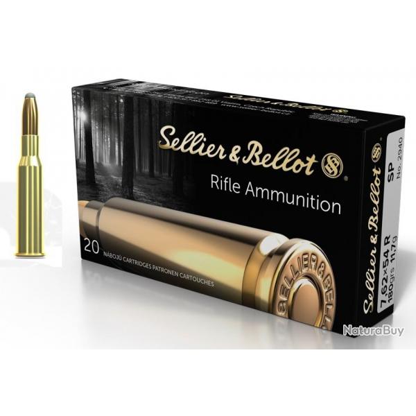 Munitions SELLIER BELLOT calibre 7.62x54R Soft point 180gr - 11.7g x20