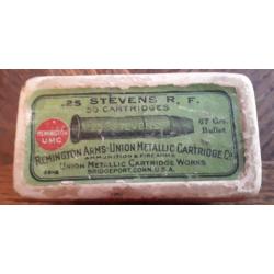 Boite de cartouches imcomplete  rimfire 25 Steven poudre noire fabrication  U.M.C