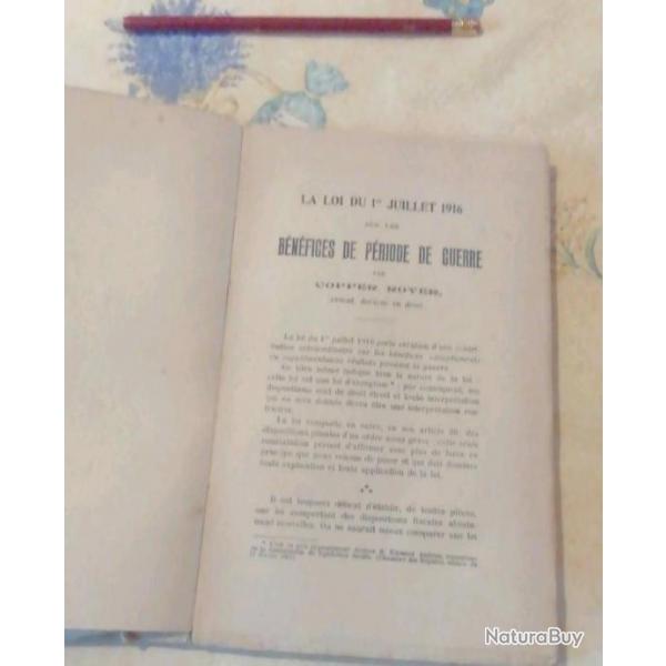 livre Commentaire Loi Du 1 Juillet 1916 Les Bnfices De Priode De Guerre Copper Royer 1916
