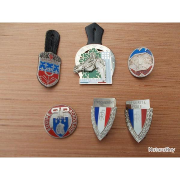 lot de 6 insignes police,,tres bon tat!!RARE