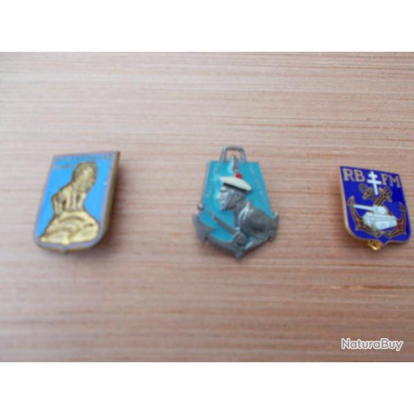 lot de 3 insignes police et  fusiliers marins ,,tres bon tat!!RARE