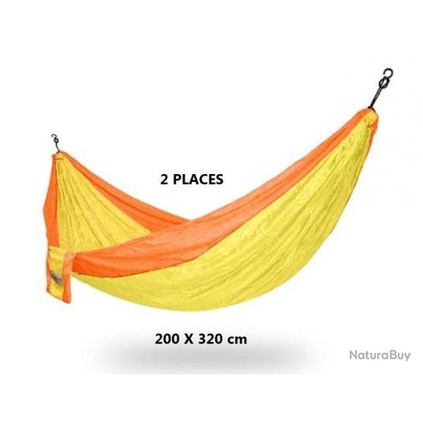 Hamac parachute DOUBLE  DUO DEUX PLACES /Hammock/ jaune / 200cm X320 cm