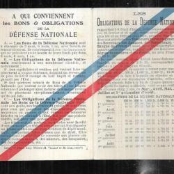 obligation et bons de la défense nationale , carte d'informations 2 volets