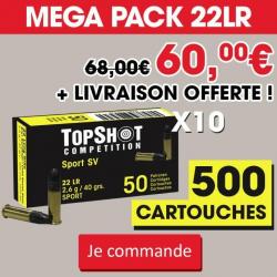 PORT GRATUIT - Pack 500 cartouches TOPSHOT competition Black Edition SV 2,6g/40grs.