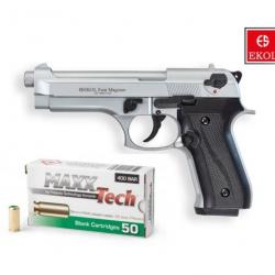 Pack Pistolet EKOL Firat Magnum Chromé - Calibre 9mm PAK
