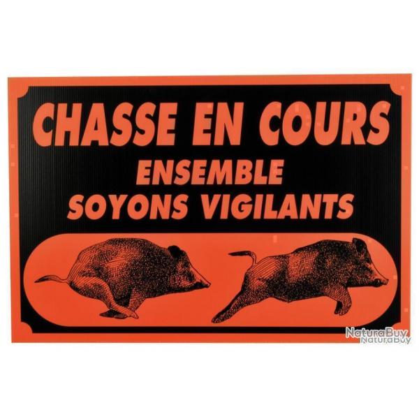 PANNEAU ATTENTION CHASSE EN COURS TIR ? BALLE 40 X 60 CM