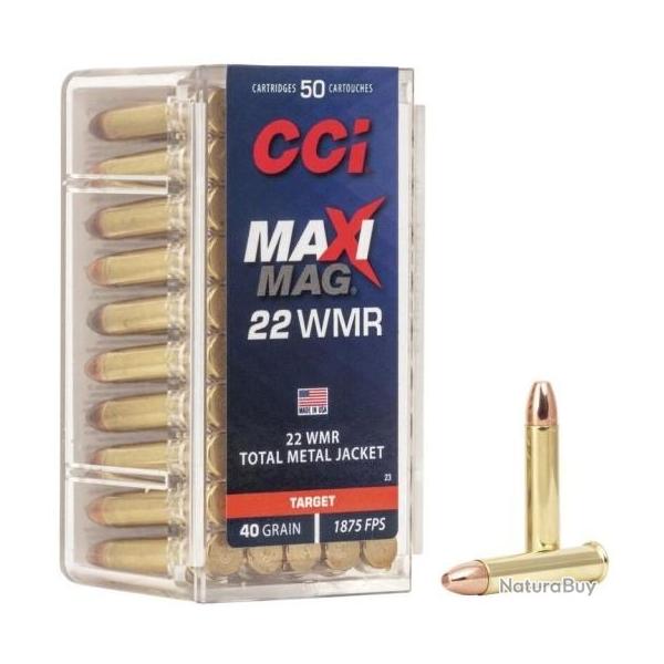 munition CCI CAL.22MAG MAXIMAG CUIVREE 40GR PAR 50