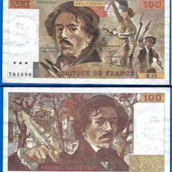France 100 Francs 1980 Eugene Delacroix Billet Frs Frc Frcs