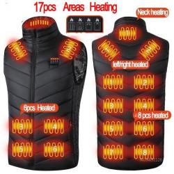 Gilet Chauffant Avec Batterie Noir Pour Homme 17 Zones Chauffantes Sans Manches USB