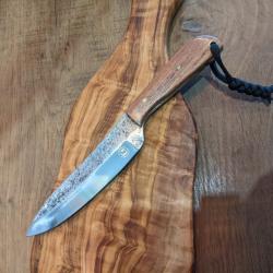 Couteau artisanal forgé plate semelle bois de rose