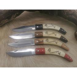 NOUVEL ARRIVAGE : lot de 4 couteaux de berger camarguais, manche en os de taureaux