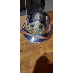casque de pompier acier chromé ancien modèle
