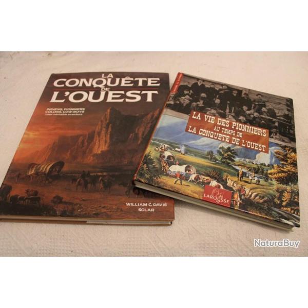 Lot 2 livres conquete de l'ouest et vie des pionners, far west