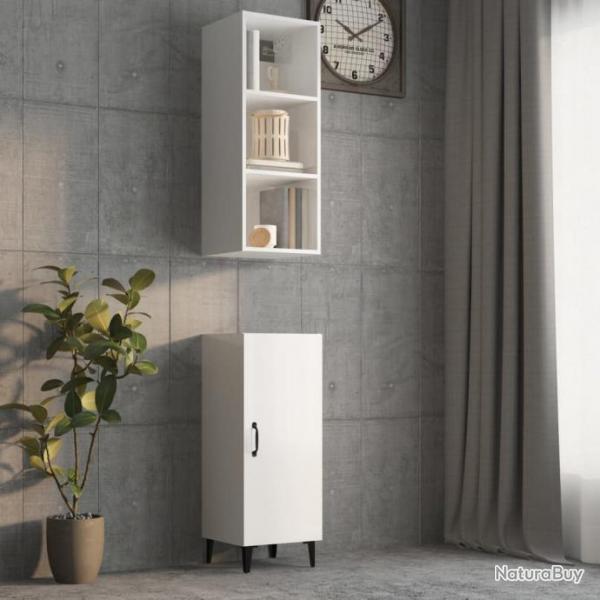 Armoire murale Blanc brillant 34,5x32,5x90 cm Bois d'ingnierie