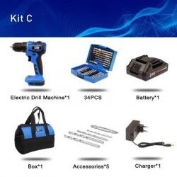 Perceuse Visseuse Sans Fil Pro 21V 40Nm, Modele: Kit C